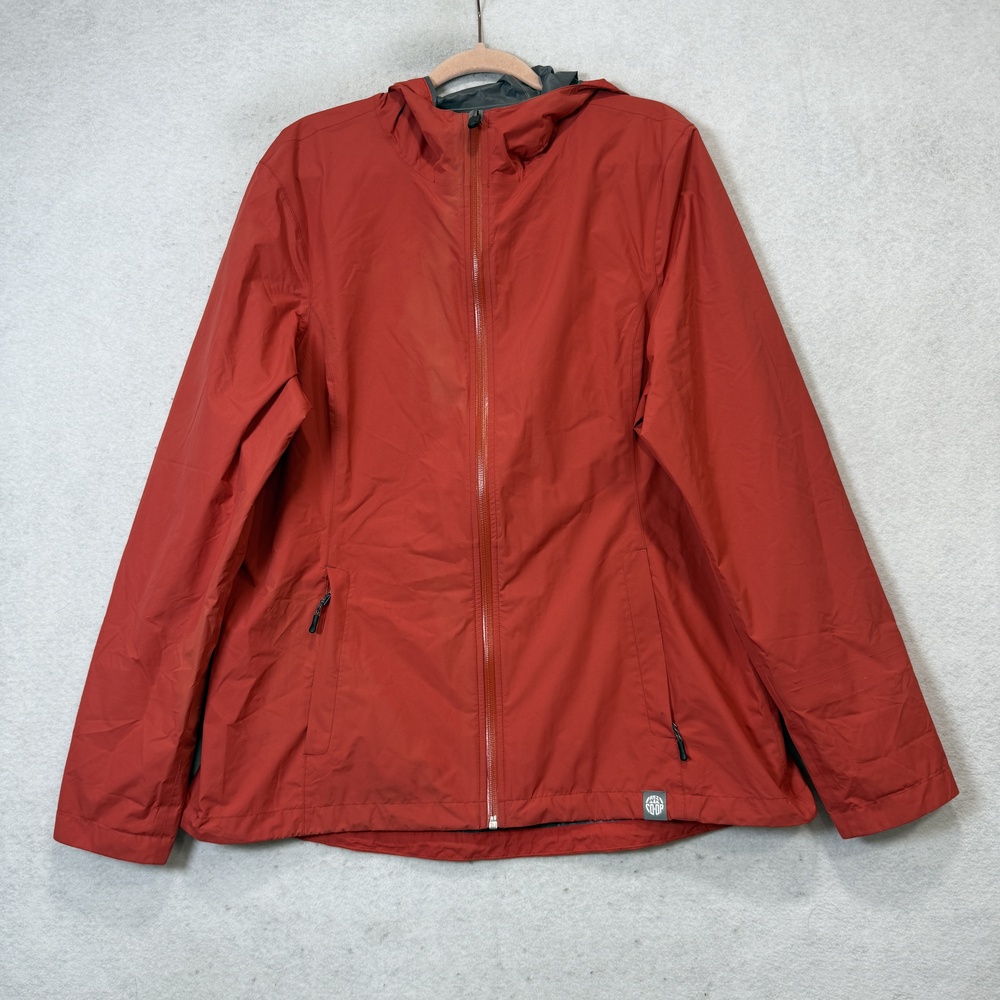 REI Co-op Jacket Womens XL Red Hooded Lightweight Full Zip Windbreaker Hiking